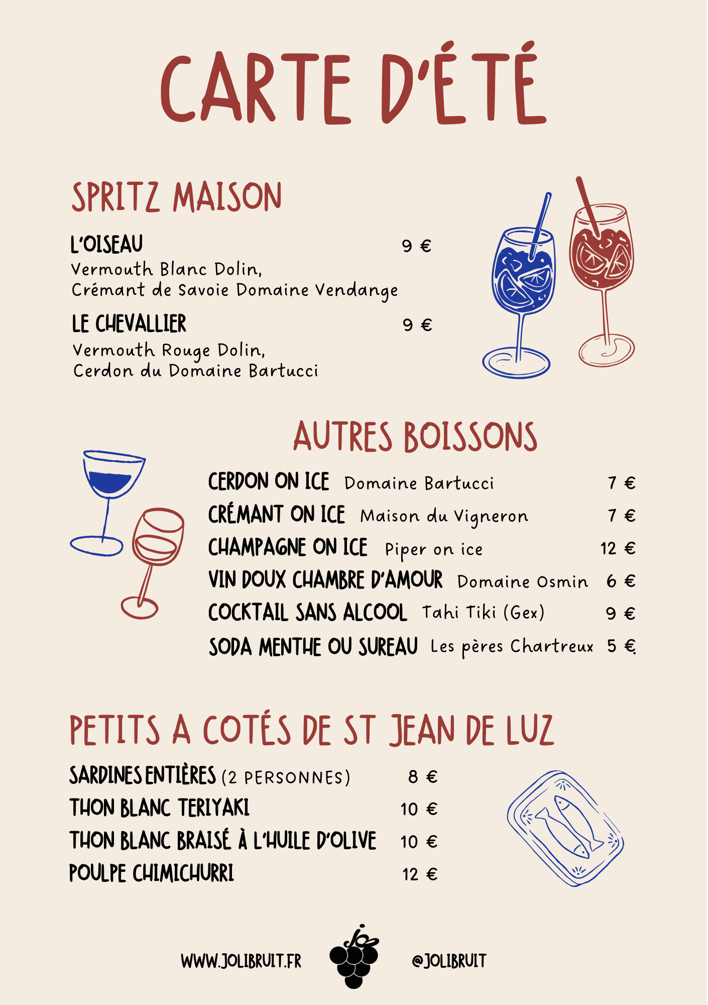 Carte des vins de Joli Bruit a Gex